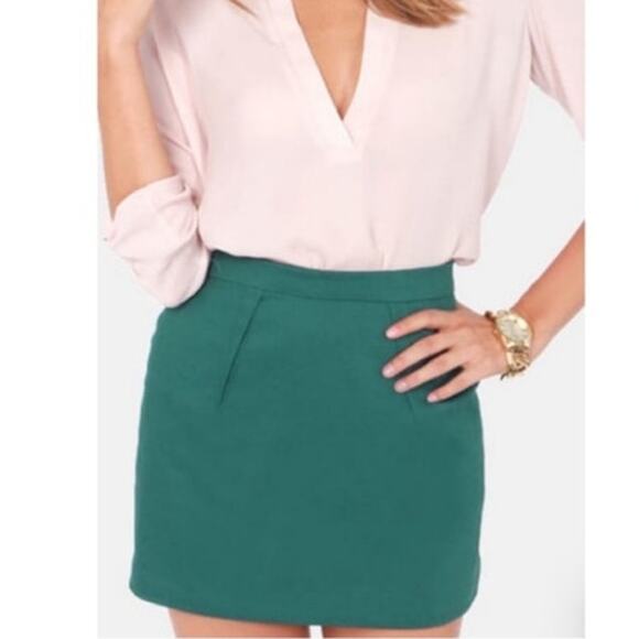 J Crew Wool Blend Teal Mini Skirt Sz O - Picture 1 of 13